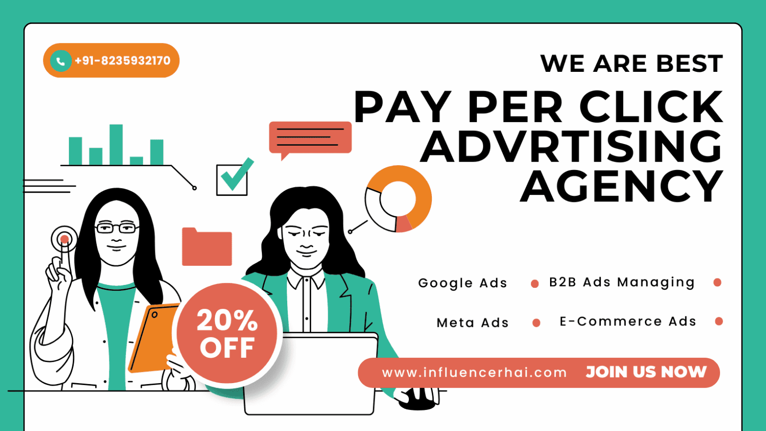 Best PPC ad experts in NCR analyzing campaigns in a modern office – InfluencerHai leading digital marketing agency banner