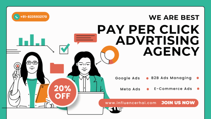 InfluencerHai – Best Pay Per Click Ad Experts in NCR Best PPC ad experts in NCR analyzing campaigns in a modern office – InfluencerHai leading digital marketing agency banner