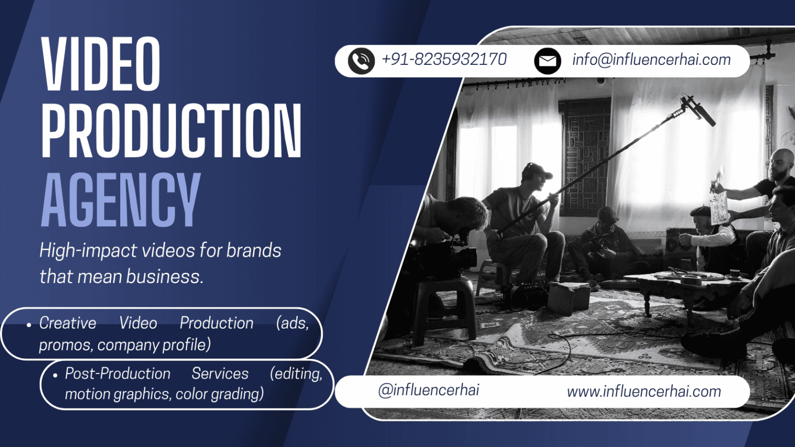 Professional video camera with bold text reading Best Video Production House - top video production house in India.