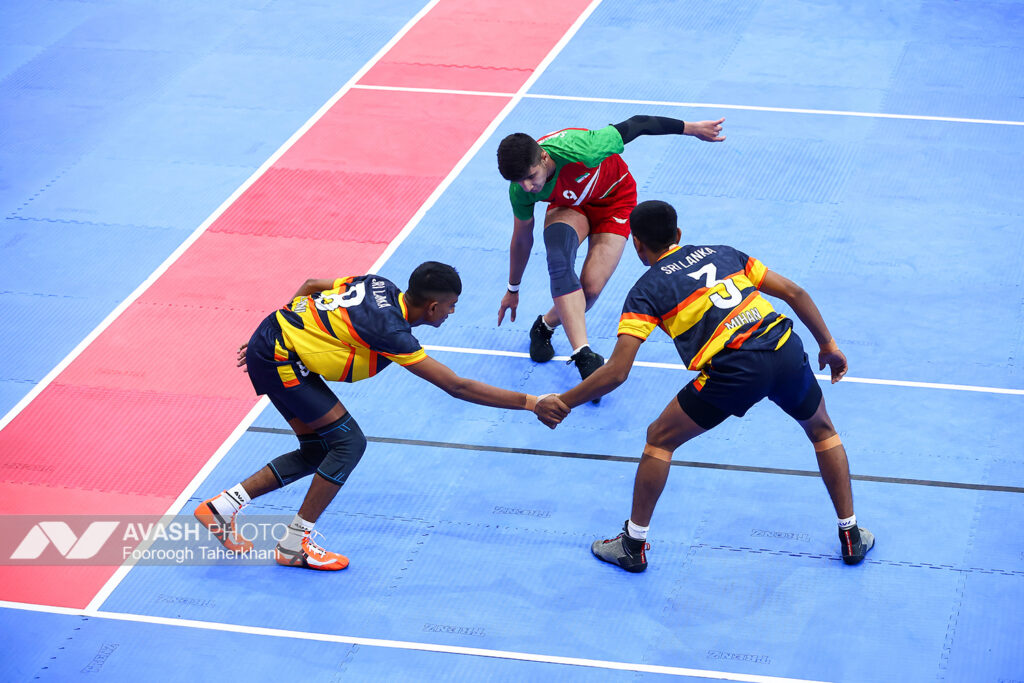 Kabaddi athletes in match action